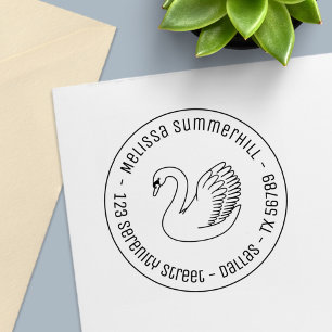 White Swan Round Address Zelfinktende Stempel