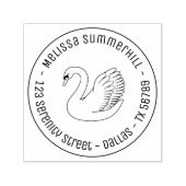 White Swan Round Address Zelfinktende Stempel (Design)