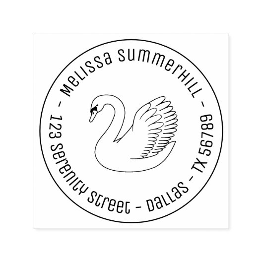 White Swan Round Address Zelfinktende Stempel (Design)