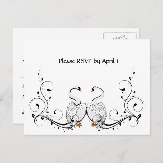 White Swan RSVP Uitnodiging Briefkaart (Voorkant / Achterkant)