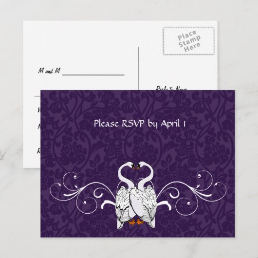 White Swan RSVP Uitnodiging Briefkaart (Voorkant / Achterkant)