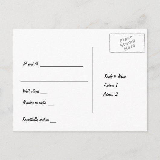 White Swan RSVP Uitnodiging Briefkaart (Achterkant)