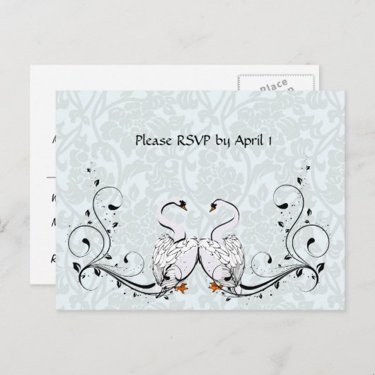White Swan RSVP Uitnodiging Briefkaart (Voorkant / Achterkant)