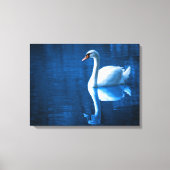 White Swan Swimming in a Lake Canvas Print (Voorkant)