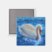 White swan waterverf schilderij, over de reis magneet (Voorkant / Achterkant)