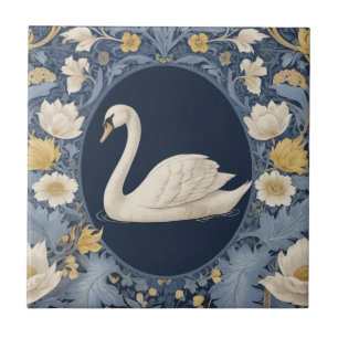 White Swan William Morris stijl Links tegenover Bi Tegeltje