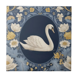 White Swan William Morris stijl Rechts tegenover B Tegeltje