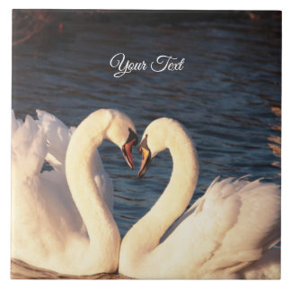 White Swans Ceramic Tile Tegeltje