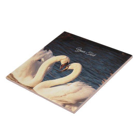 White Swans Ceramic Tile Tegeltje (Zijkant)