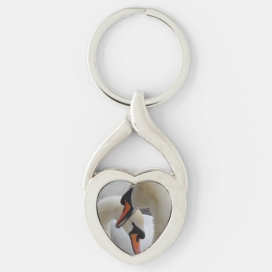 White Swans Heart Keychain (Voorkant)