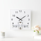 White swans in love vierkante klok (Huis)