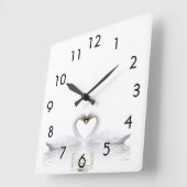 White swans in love vierkante klok (Hoek)