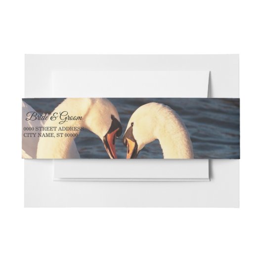 White Swans Invitation Belly Band Uitnodigingen Wikkel (Voorkant Voorbeeld)
