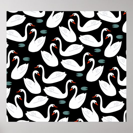 White Swans Lake Naadloze Wallpaper Poster (Voorkant)
