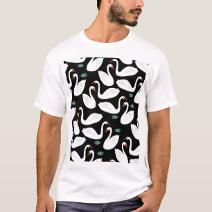 White Swans Lake Naadloze Wallpaper T-shirt
