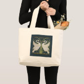 White Swans Nouveau Blue Grote Tote Bag (Voorkant (product))