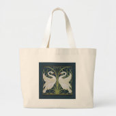 White Swans Nouveau Blue Grote Tote Bag (Voorkant)