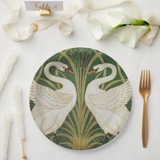 White Swans Rush Walter Crane Illustration Papieren Bordje (Huwelijk)