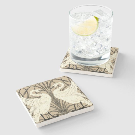 White Swans, Swans and Reeds, Walter Crane Stenen Onderzetter (Zijkant)