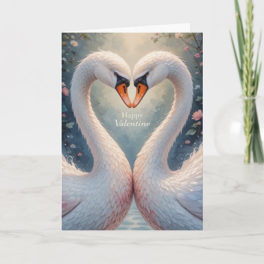 White Swans Valentine Romantic Love Birds  Feestdagen Kaart (Voorkant)