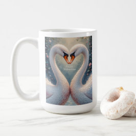 White Swans Valentine Romantic Love Birds Koffiemok