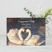 White Swans Verloving Invitation Kaart (Staand voorkant)