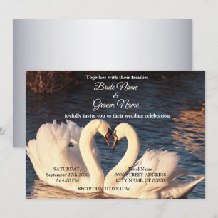 White Swans Wedding Invitation Kaart