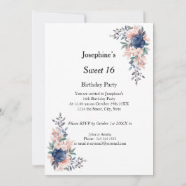 White Sweet 16 Birthday Party Invitation Kaart