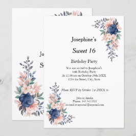 White Sweet 16 Birthday Party Invitation Kaart