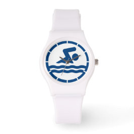 White Swim Coach Swimming Decale Wrist Watch Horloge