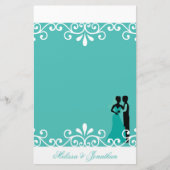 White Swirl Bride Groom Blauwgroen Elegant Wedding Briefpapier (Voorkant)
