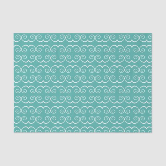 White Swirls on Aqua Tissue Paper Tissuepapier (Voorkant)