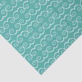 White Swirls on Aqua Tissue Paper Tissuepapier (Detail)