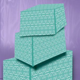 White Swirls on Aqua Tissue Paper Tissuepapier