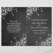 White Swirls on Chalkboard Wedding Bi-Fold Program (Voorkant)