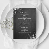 White Swirls on Chalkboard Wedding Menu