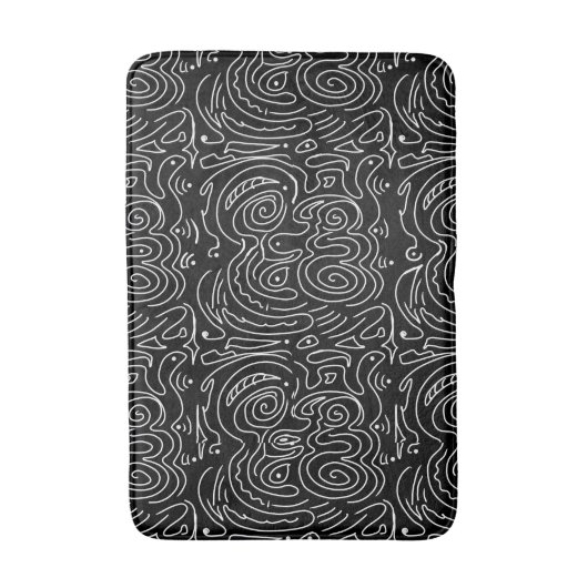 White swirly lines on black  badmat (Voorkant Verticaal)