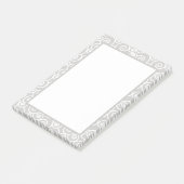 White Swirly Wave Pattern on Soft Grey Post-it® Notes (Schuin)