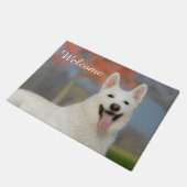 White Swiss Shepherd Dog Cute Photo — Welcome Deurmat (Schuin)