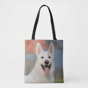 White Swiss Shepherd Dog Foto: Cute Furry Friend Tote Bag