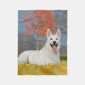 White Swiss Shepherd Dog Photo Cute Furry Friend " Fleece Deken