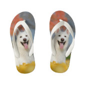 White Swiss Shepherd Dog Photo - Cute Furry Friend Kinder Teenslippers (Voetbed)