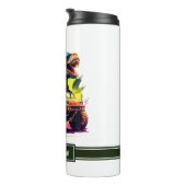 White T-Rex Riding Monster Truck Dinosaur Name Thermosbeker (Geroteerd rechts)