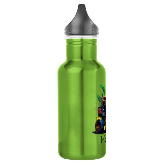 White T-Rex Riding Monster Truck Dinosaur Name Waterfles (Links)