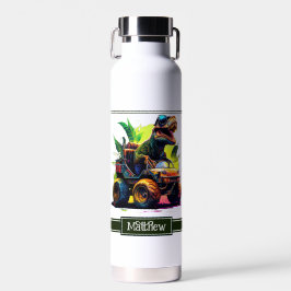 White T-Rex Riding Monster Truck Dinosaur Name Waterfles