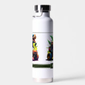 White T-Rex Riding Monster Truck Dinosaur Name Waterfles (Rechts)