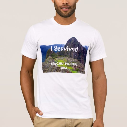 White T-shirt "I Survived Machu Picchu 2014" (Voorkant)