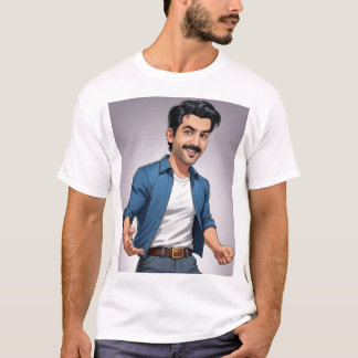White T shirt with blue photo 