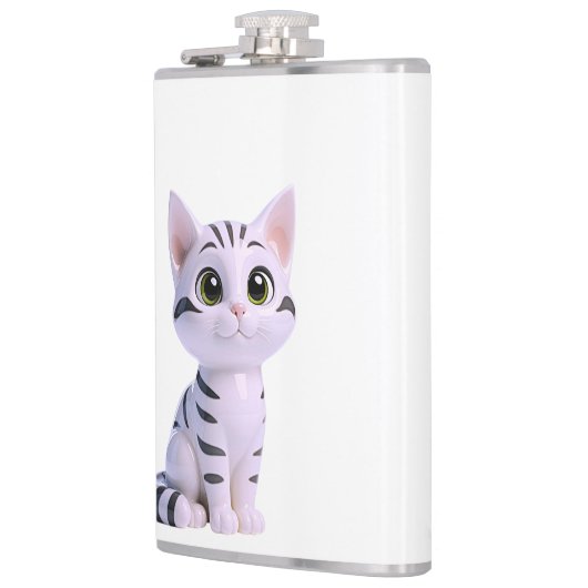 White Tabby Kitten Heupfles (Links)