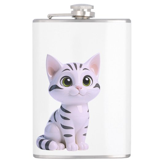 White Tabby Kitten Heupfles (Voorkant)